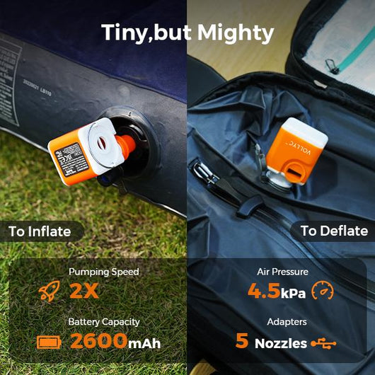 Lumaro AirRush Pro — Rechargeable Mini Air Pump with LED Light | Fast Inflate & Deflate
