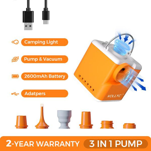 Lumaro AirRush Pro — Rechargeable Mini Air Pump with LED Light | Fast Inflate & Deflate